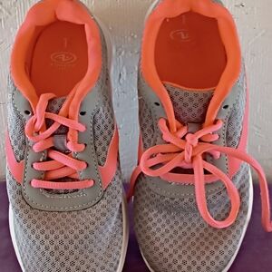 Gray and Pink Athletic Shoes with Breathable Mesh